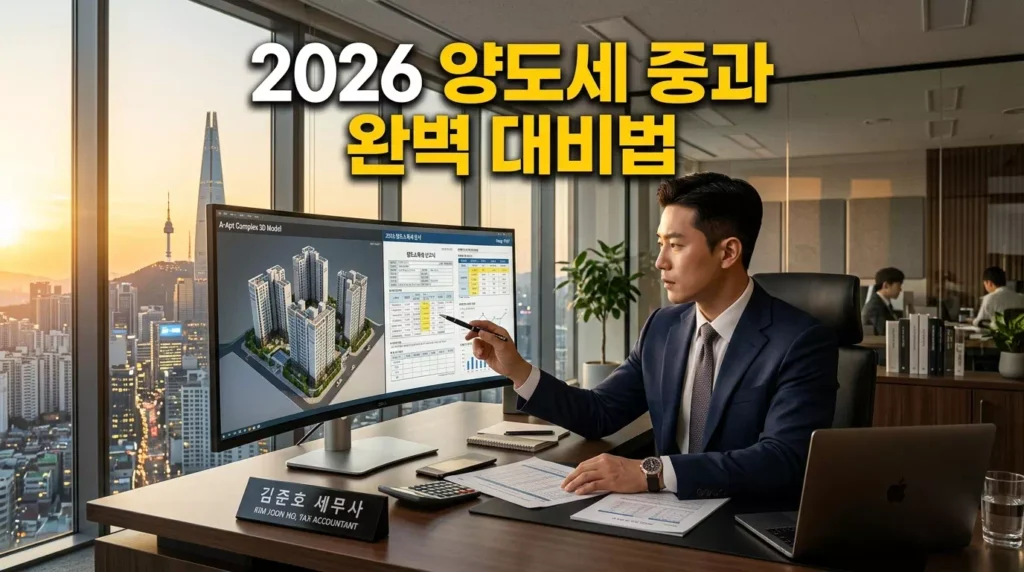 2026년 양도세 중과 및 다주택자 증여 전략을 분석하는 세무 전문가의 이미지