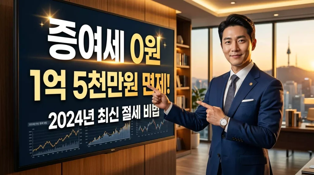 증여세 면제한도와 2024년 개정 세법 절세 전략을 설명하는 재무 전문가 이미지