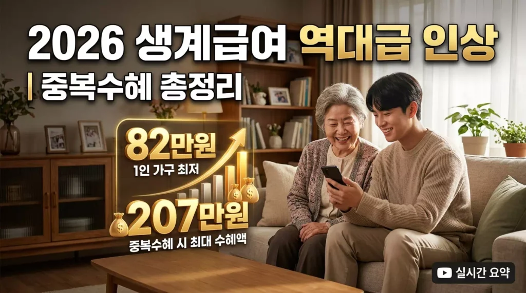 2026년 생계급여 지원 금액 및 주거급여 중복 수혜 가능 여부 총정리