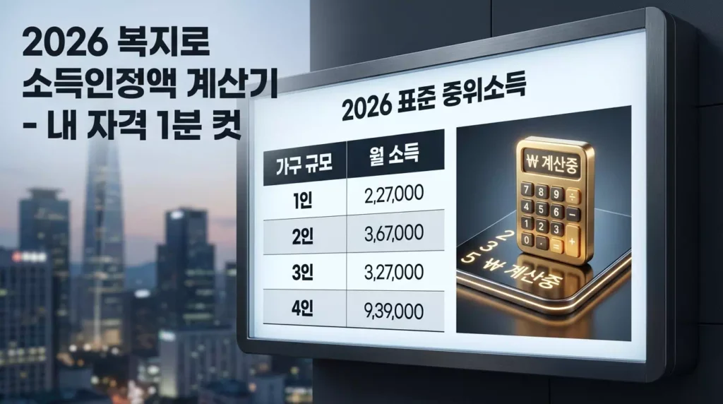 2026 복지로 소득인정액 계산기 활용법 및 중위소득 수급자 자격 확인 가이드 1 2026년 기준 중위소득 및 복지로 소득인정액 계산기 활용