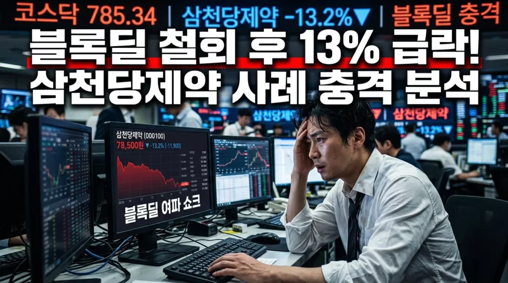 대주주 블록딜 철회 후 주가 흐름: 삼천당제약 사례 및 과거 분석 1 대주주 블록딜 철회 후 주가 흐름: 삼천당제약 사례 및 과거 분석