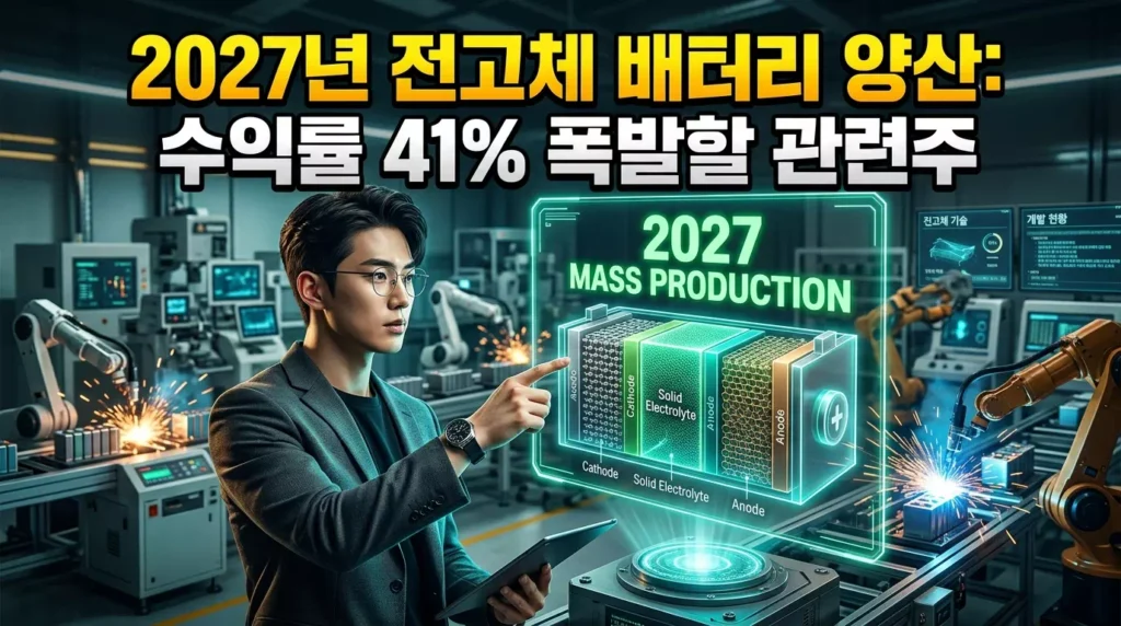 전고체 배터리 양산 일정 및 관련주 정밀 분석: 2027년 상용화의 서막 1 전고체 배터리 양산 일정 및 삼성SDI LG에너지솔루션 핵심 수혜주 분석 유튜브 썸네일 이미지