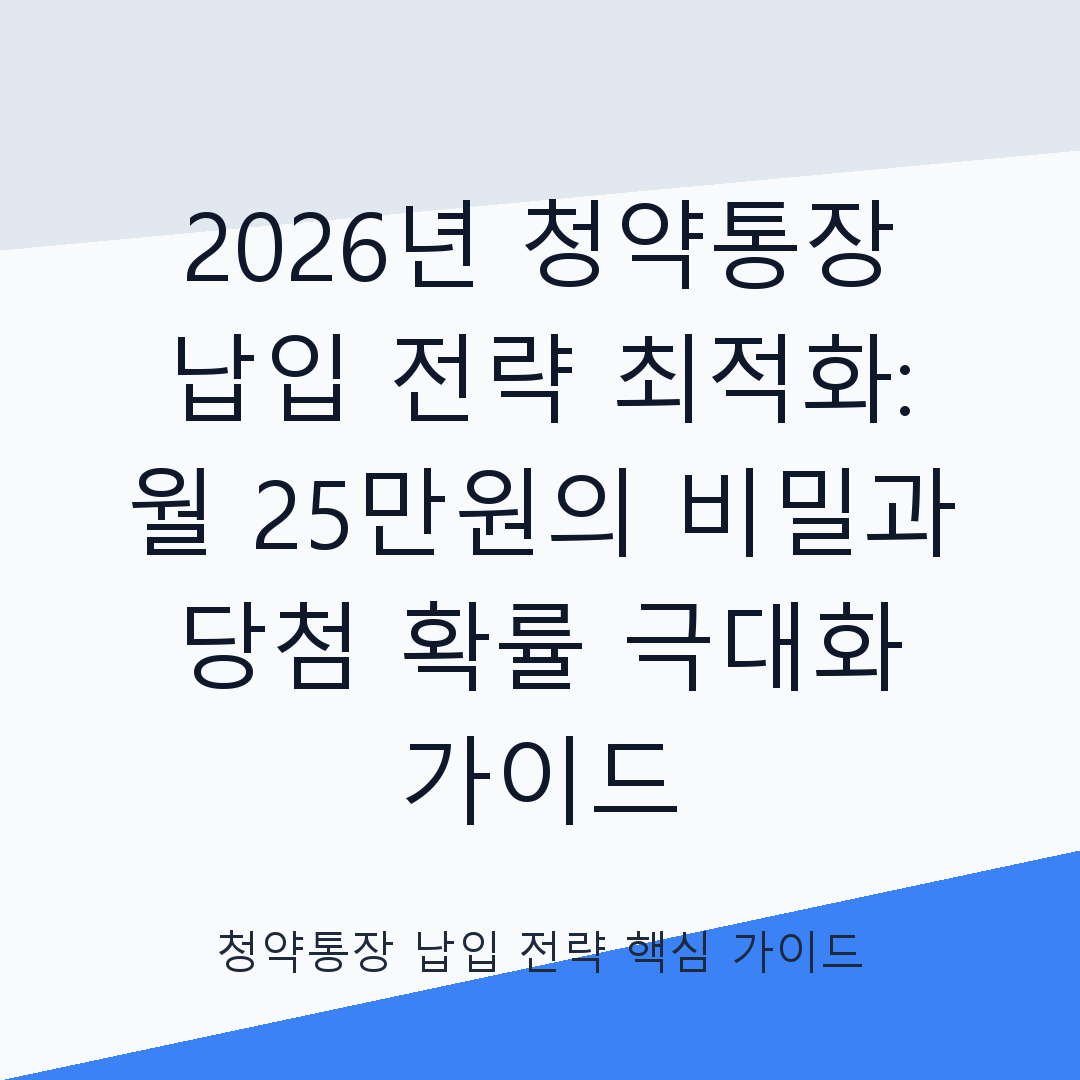 청약통장 납입 전략 최적화