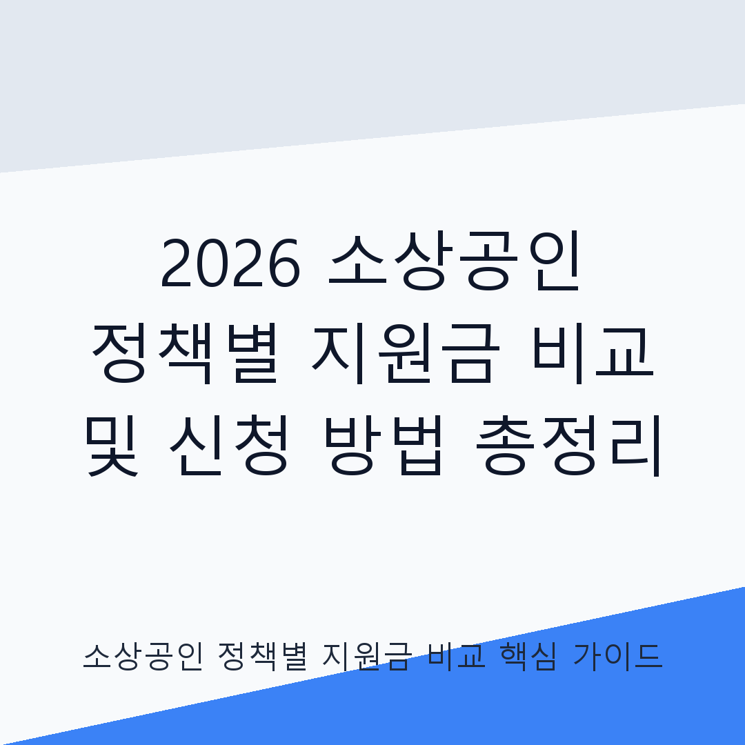 소상공인 정책별 지원금 비교
