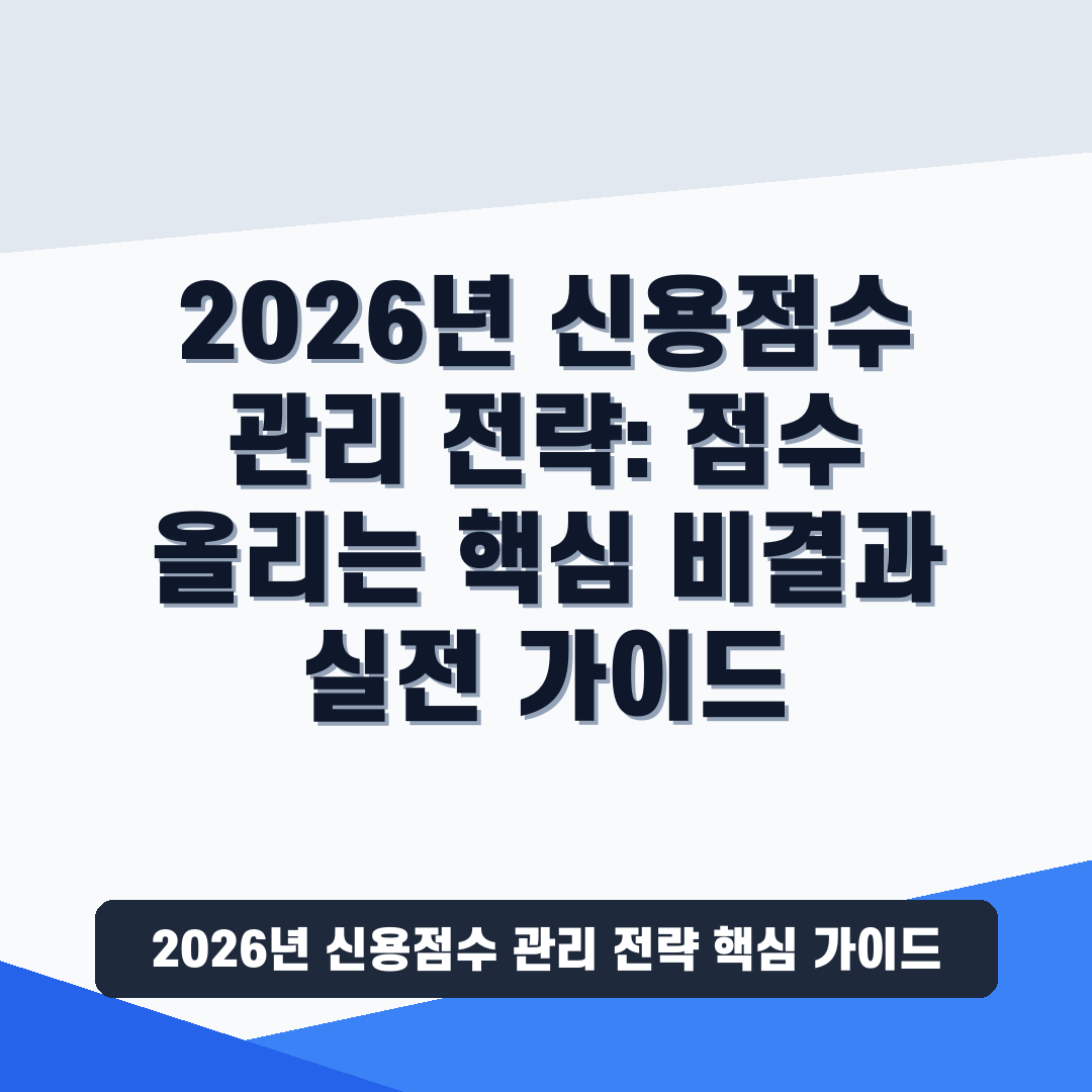 2026년 신용점수 관리 전략