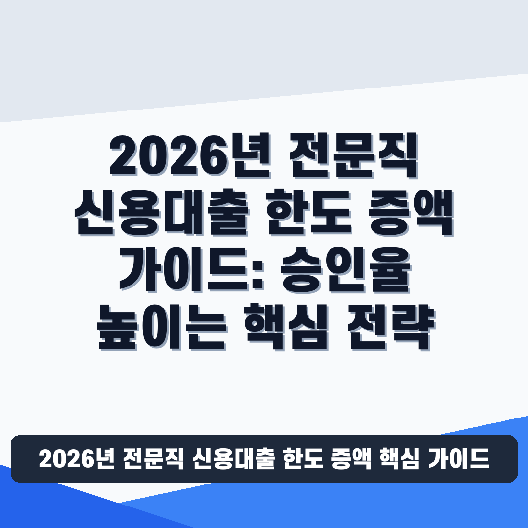 2026년 전문직 신용대출 한도 증액