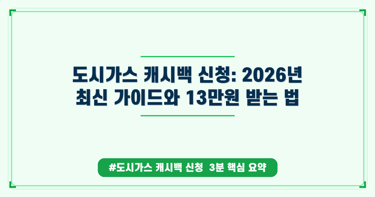 도시가스 캐시백 신청 방법부터 지급 기준, 2026년 최신 절약 가이드