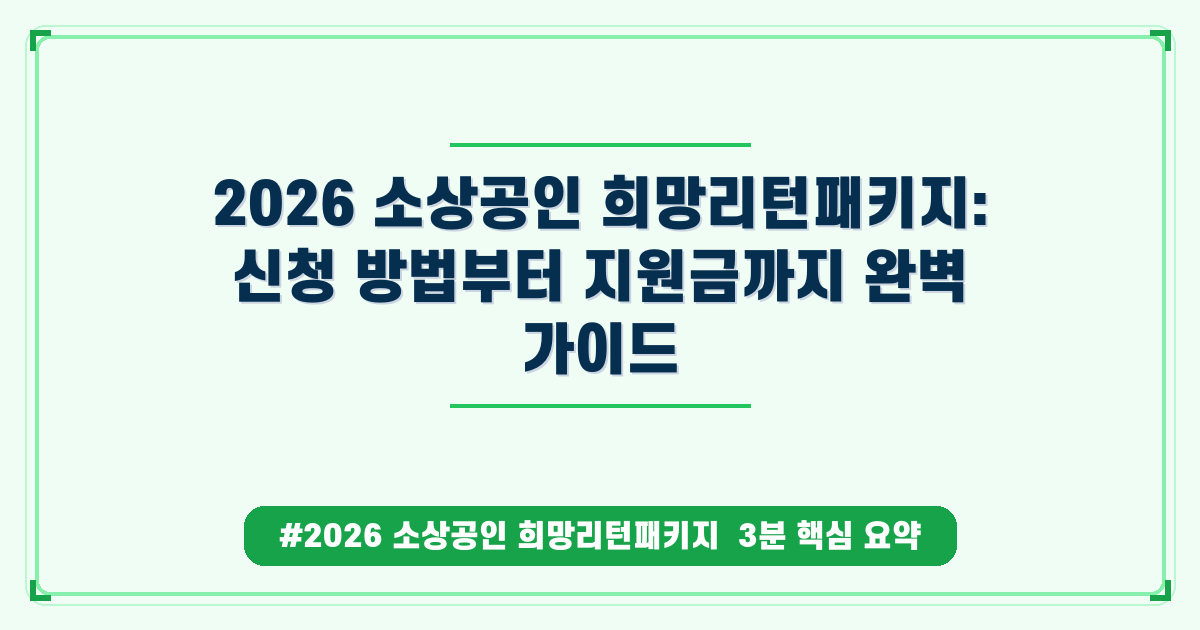 폐업 고민 끝! 소상공인 희망리턴패키지, 자금부터 재창업까지 완벽 가이드