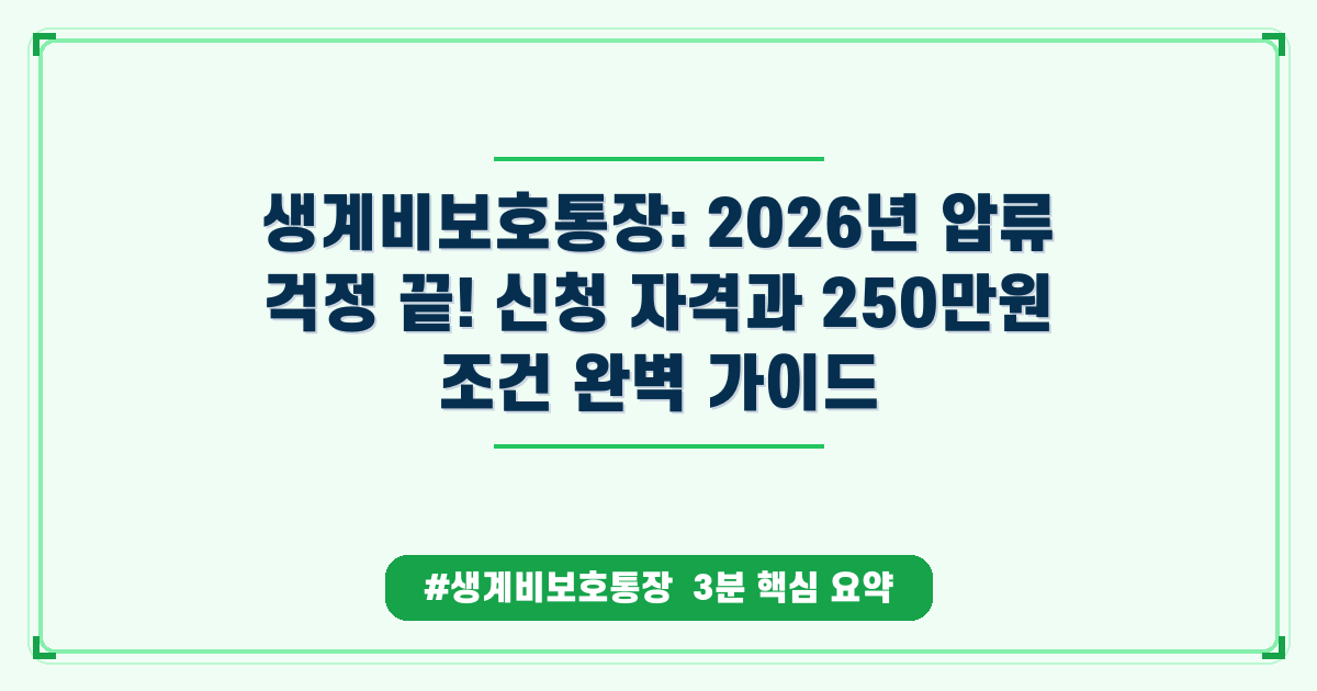 압류 걱정 끝! 월급 250만원까지 지키는 생계비 보호 통장 완벽 가이드
