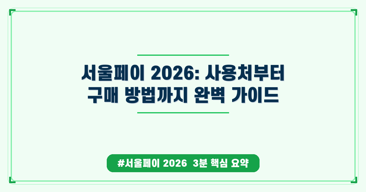 서울페이 사용처, 구매 방법, 발행 일정? 2026 최신 가이드 총정리