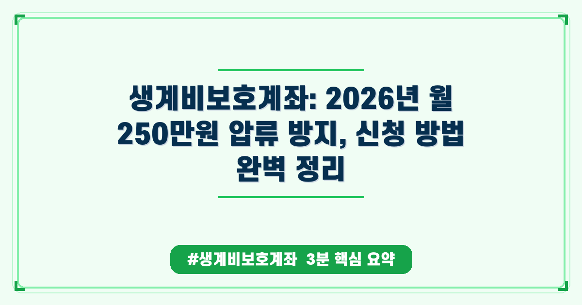 압류 걱정 없는 통장? 생계비보호계좌, 신청 조건과 혜택 총정리