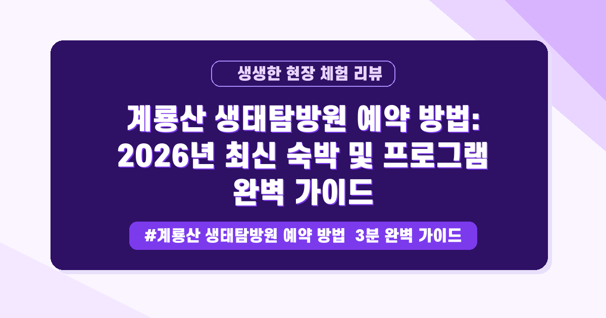 계룡산 숙소 꿀팁! 숲캉스 예약부터 필수 준비물까지 완벽 정리해요