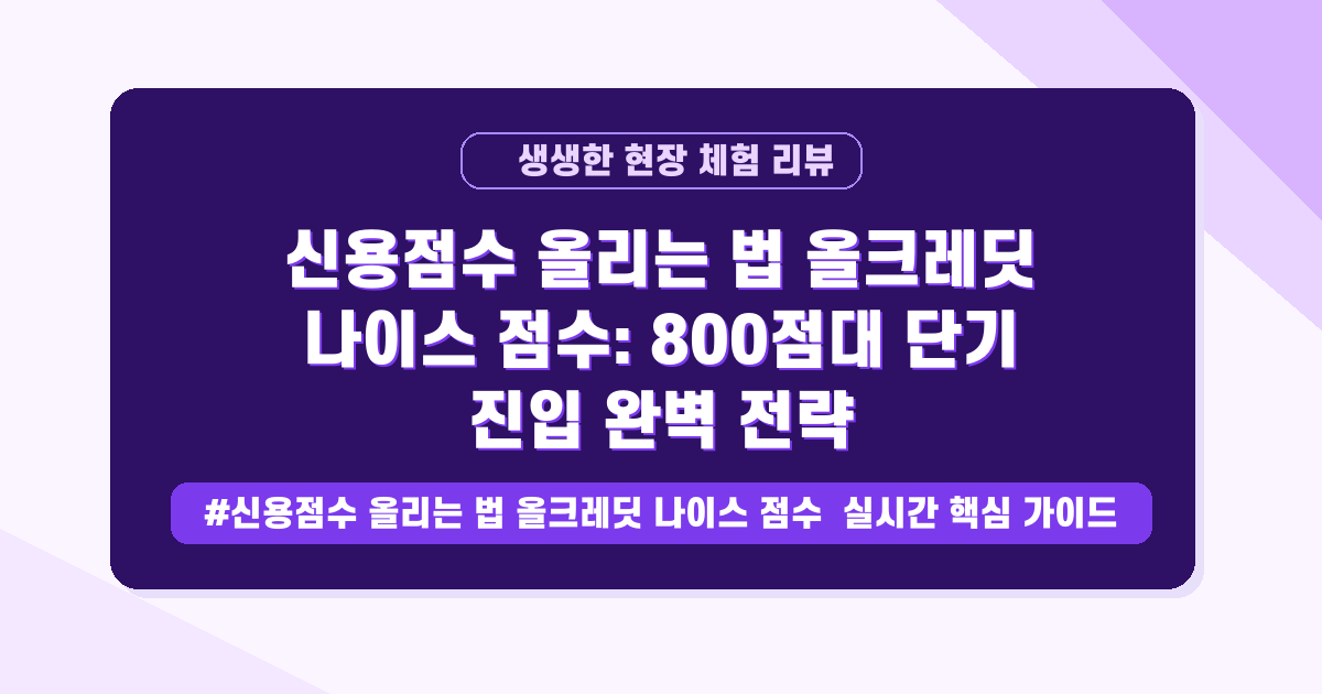 신용점수 800점대 진입, 올바른 관리 루틴과 실시간 체크 방법