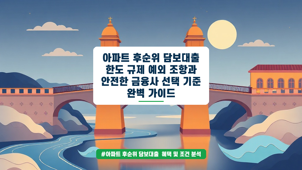 아파트 후순위 담보대출 한도 최대 10억? 규제별 조건 완벽 정리