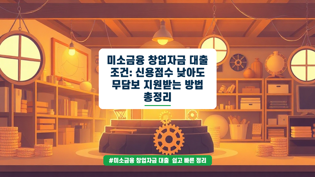 신용점수 낮아도 OK! 미소금융 창업/운영 자금 완벽 가이드 (2026년 06월 최신 정보)