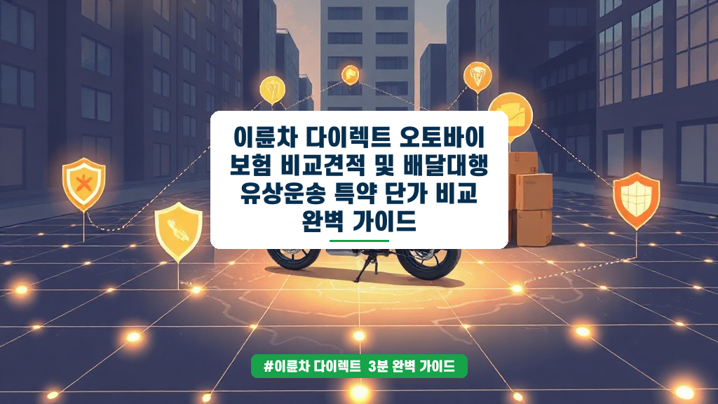 이륜차 다이렉트 보험료 절약법 및 배달용 유상운송 특약 완벽 비교
