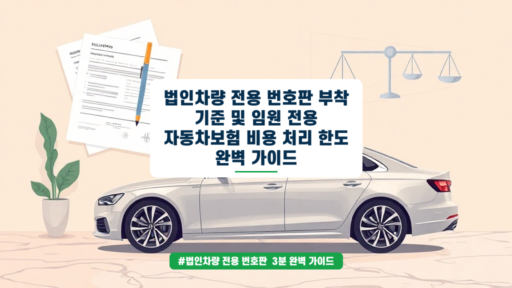 법인차 연두색 번호판과 비용 처리 한도, 놓치면 안 되는 핵심 포인트