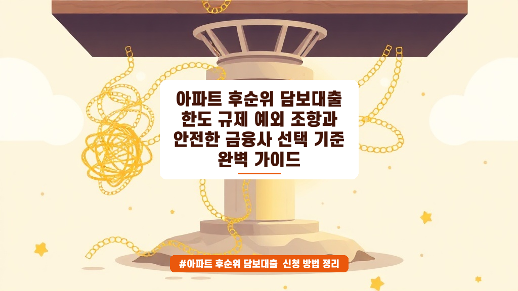 아파트 후순위 대출 한도, 최대 10억 원까지? 규제 예외와 안전한 은행 선택 기준 총정리