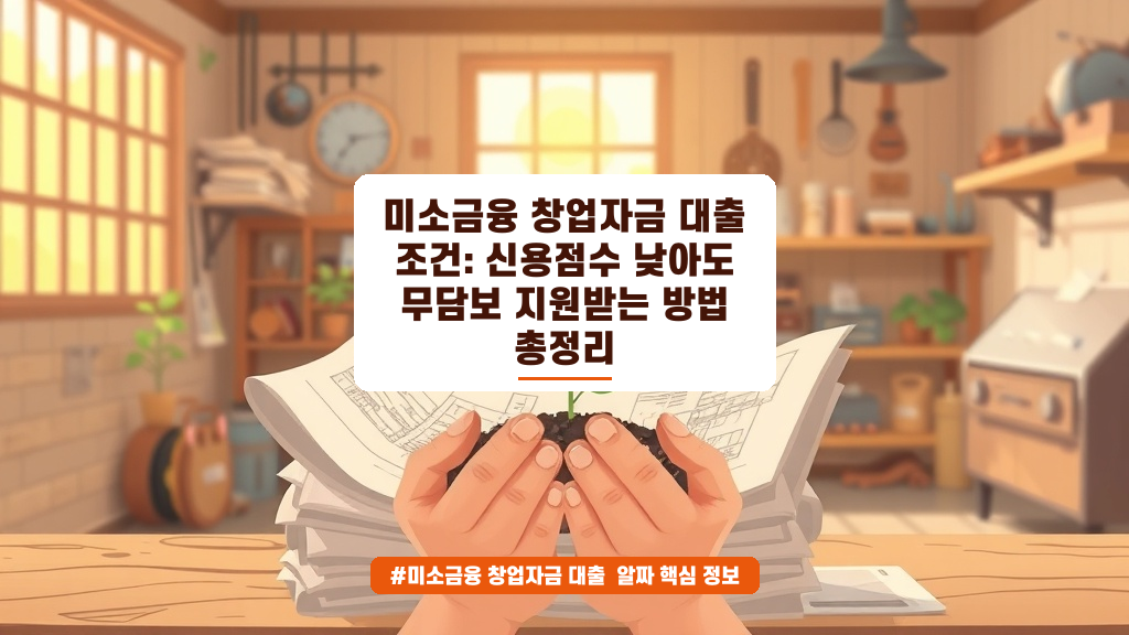신용점수 걱정 마세요! 미소금융으로 무담보 창업 자금 받는 법 완벽 정리 📚