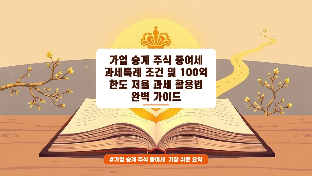 가업승계 주식 증여세 과세특례로 세금 부담 확 줄이는 법