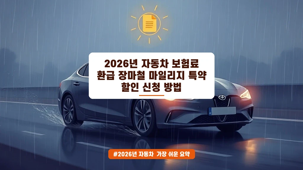 2026년 자동차보험료 환급, 장마철 마일리지 할인 신청 꿀팁