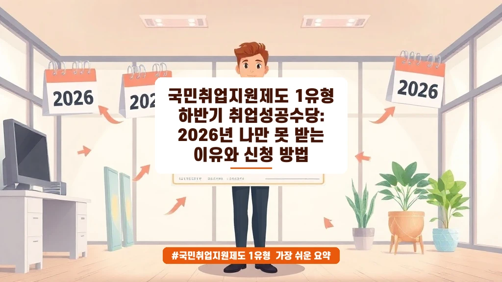 2026년 국민취업지원제도 1유형 취업성공수당, 하반기 지급 요건 완벽 정리