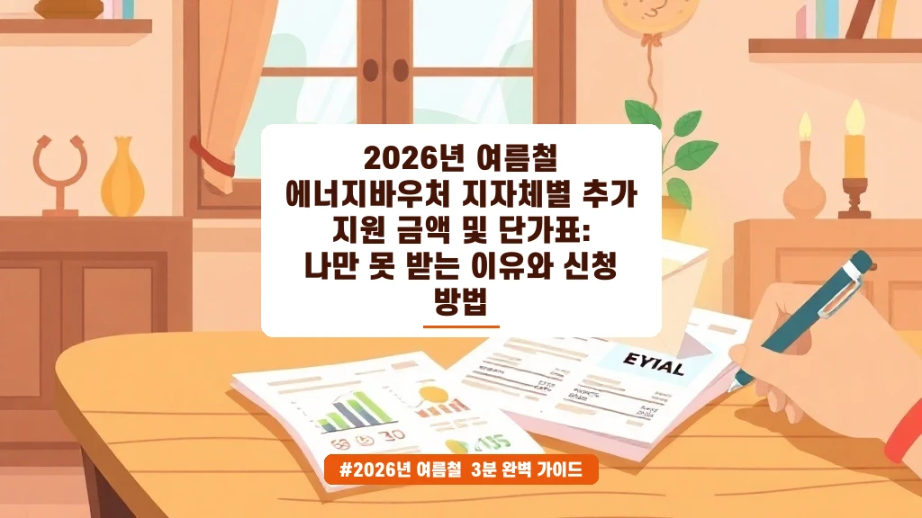 2026 에너지바우처, 지자체별 추가 지원금까지 챙기세요