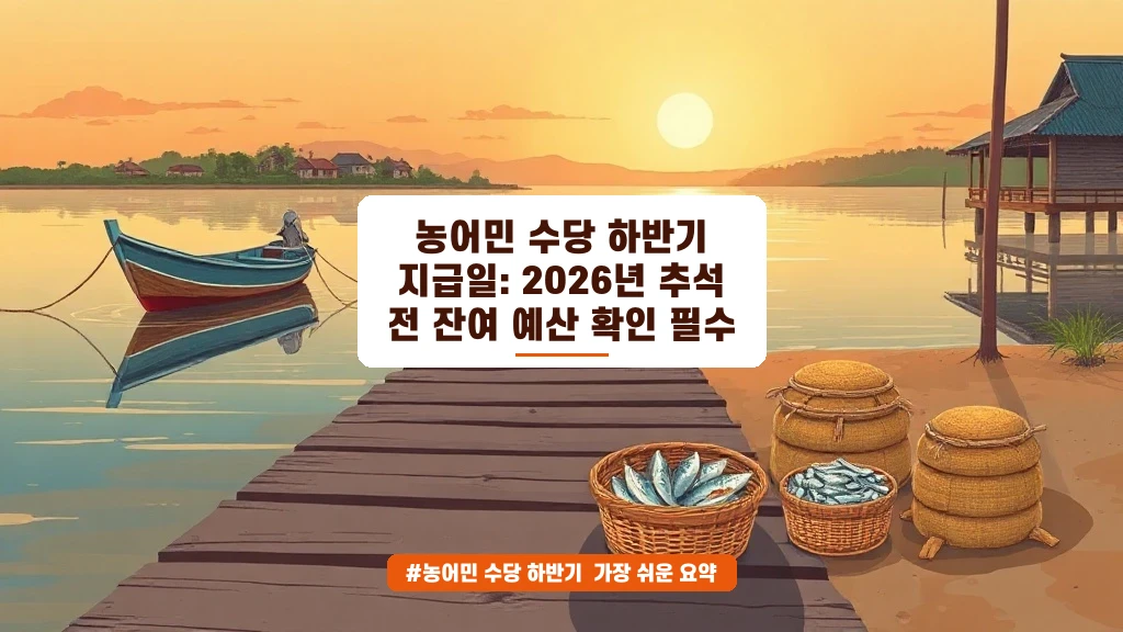 농어민 수당 하반기 지급일, 추석 전에 꼭 확인하세요!