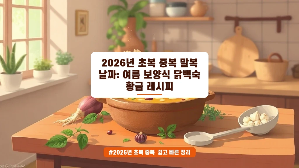 2026년 초복 중복 말복 날짜와 닭백숙 황금 레시피