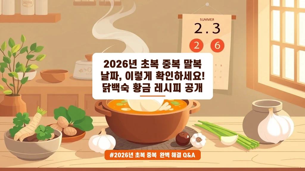 2026년 초복 중복 말복 날짜와 닭백숙 황금 레시피
