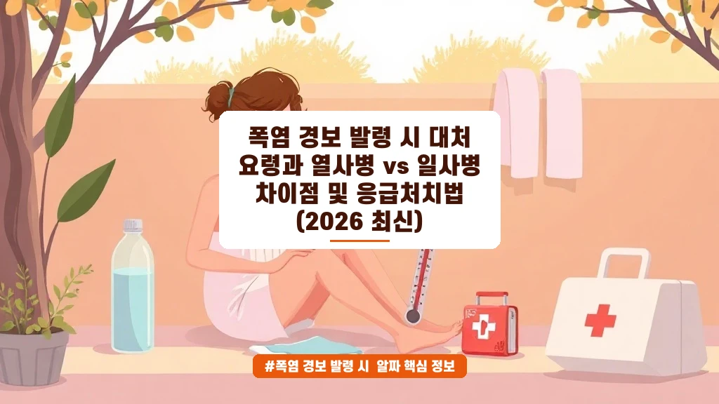 폭염 경보, 열사병 vs 일사병 차이와 응급처치 완벽 정리