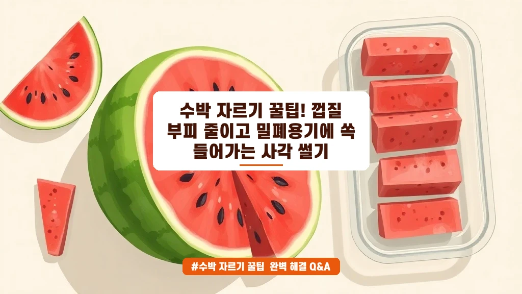 수박 자르기 꿀팁! 껍질 부피 줄이고 밀폐용기에 쏙 들어가는 사각 썰기