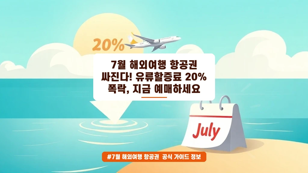 7월 해외여행 항공권 진짜 싸졌다! 유류할증료 20% 폭락 예매 타이밍