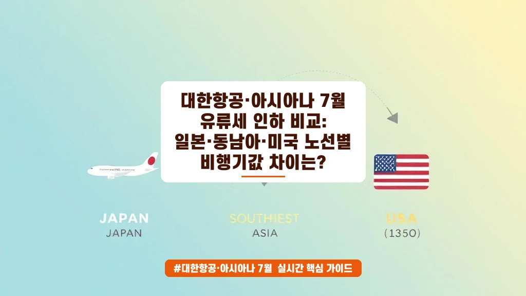7월 유류세 인하, 대한항공 vs 아시아나 노선별 비교