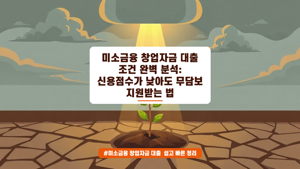 신용점수가 낮아도 창업자금 대출? 미소금융 조건 완벽 정리 (2026년 06월)