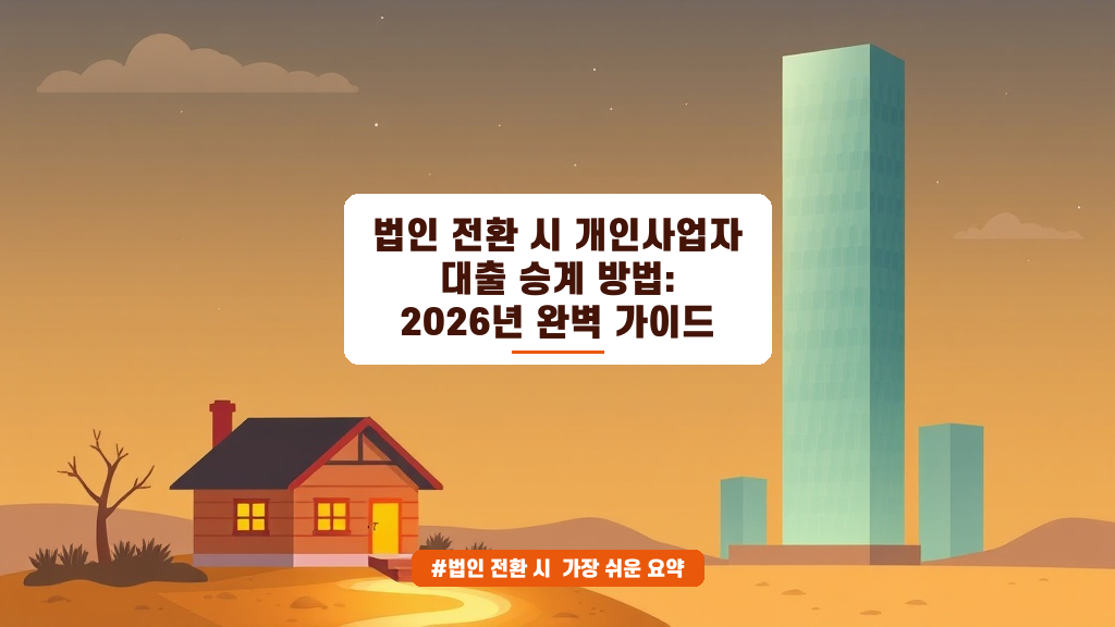 법인 전환, 놓치면 안 될 대출 승계와 절세 전략 가이드
