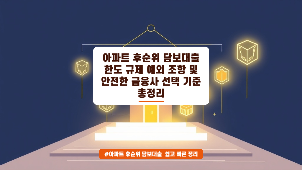 아파트 후순위 대출, 최대 얼마까지 가능할까요? 안전한 금융사 선택 기준 A to Z