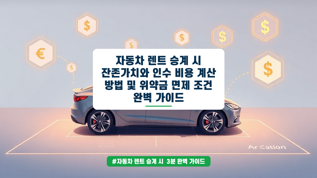 자동차 렌트 승계 위약금 걱정 끝! 잔존가치와 인수 비용 한눈에 계산하기