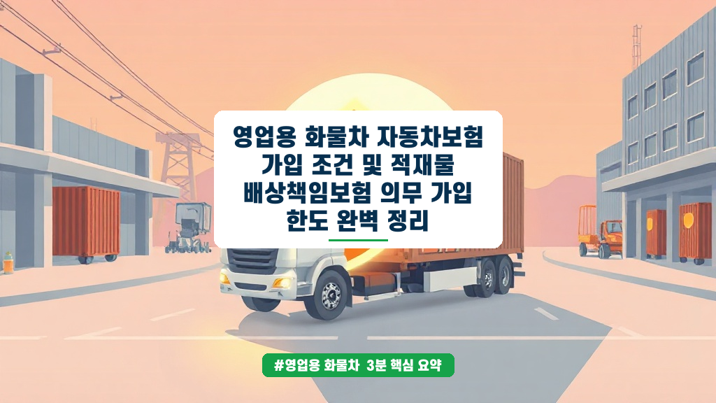 영업용 화물차 보험, 초보 사장님이 꼭 알아야 할 가입 조건 및 적재물 배상책임 핵심 정리