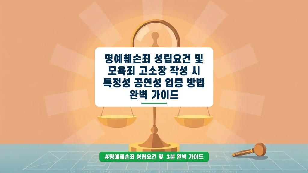 명예훼손과 모욕죄 차이점 및 고소장 특정성·공연성 입증 가이드
