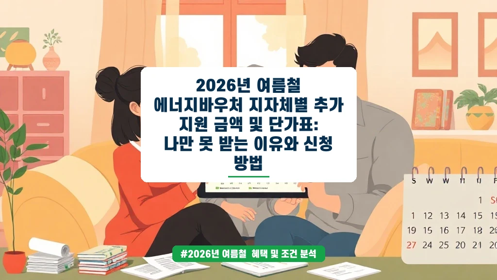 2026년 에너지바우처, 지자체 추가 지원금까지 챙기세요