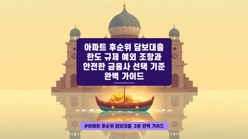 아파트 추가 자금 마련, 후순위 대출 규제와 현명한 선택 기준 A to Z