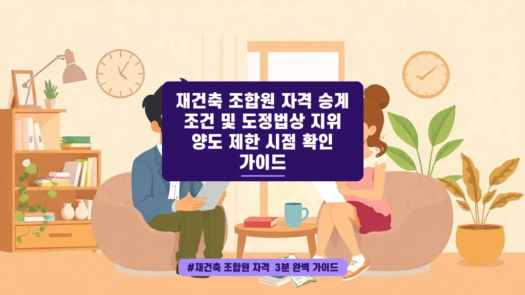 재건축 아파트 매수 전 필수 체크! 조합원 자격 승계 놓치면 큰일 나요