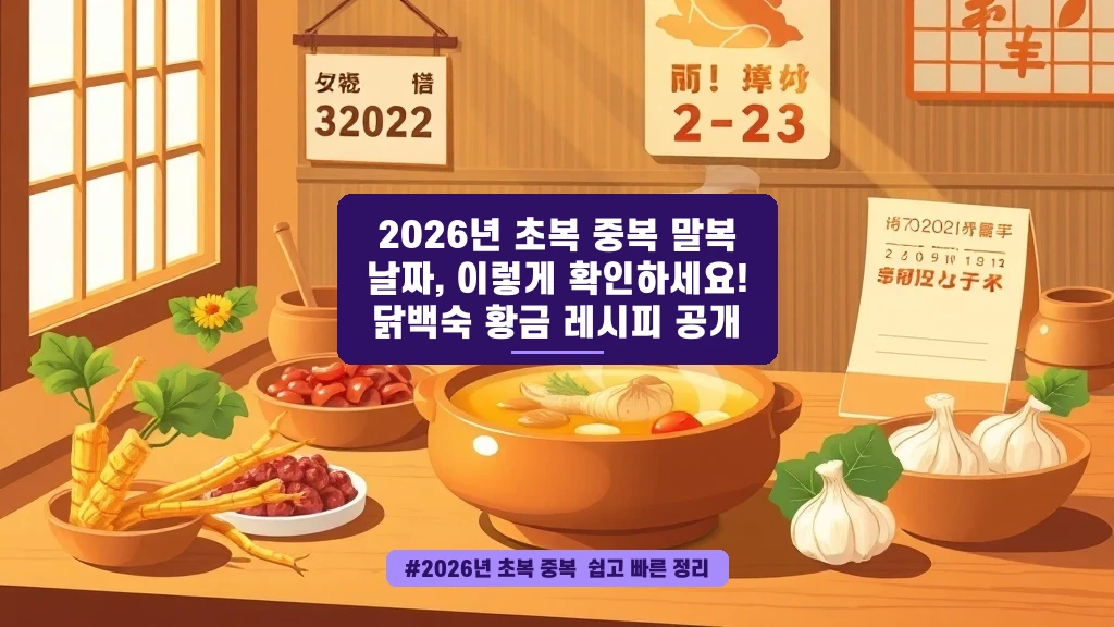 2026년 복날, 닭백숙 황금 레시피로 더위 탈출!