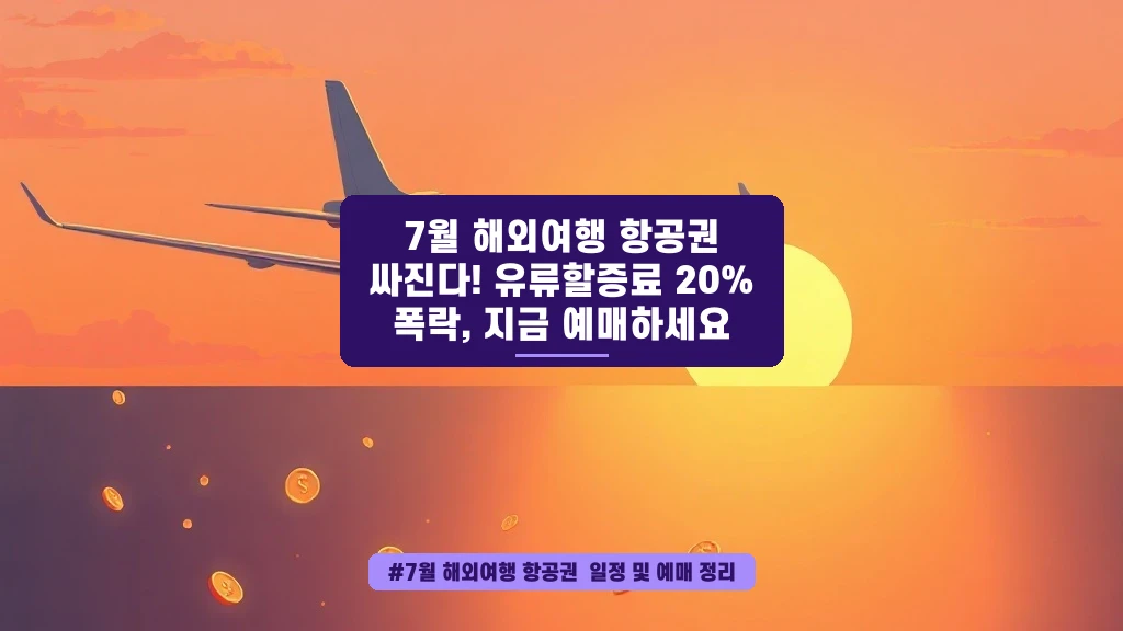 7월 항공권 진짜 싸졌네! 유류할증료 폭락 소식에 예매 타이밍 꿀팁