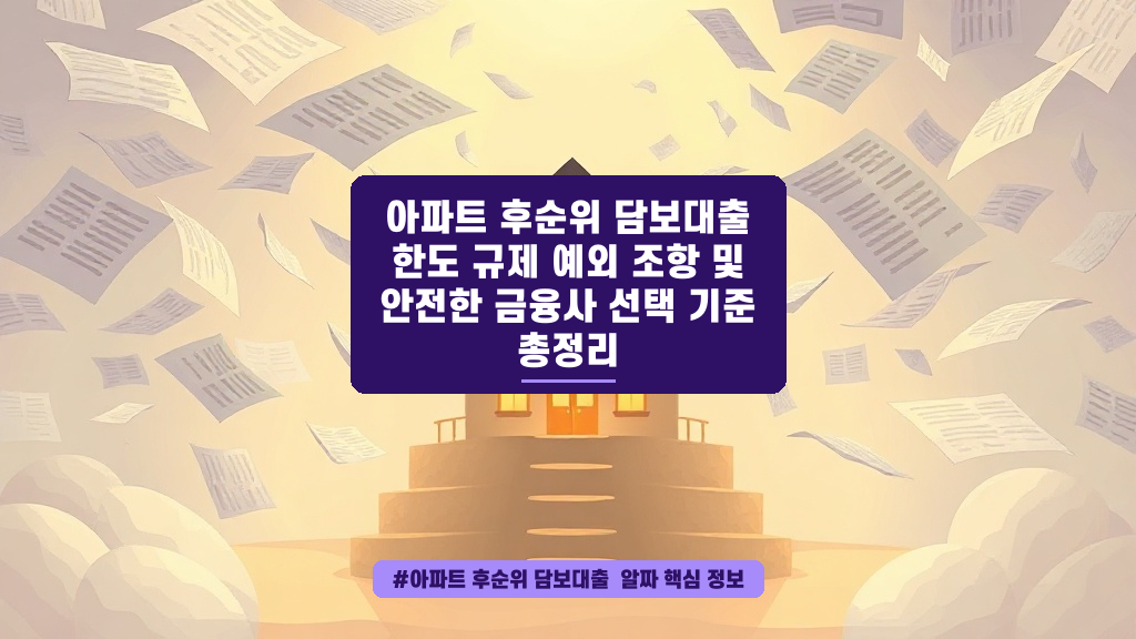 아파트 담보대출, 혹시 후순위라 고민이신가요? 안전한 한도와 선택 기준 가이드