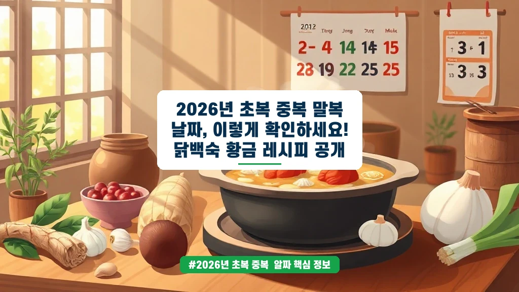 2026년 복날, 닭백숙 끓이기 전에 확인할 것
