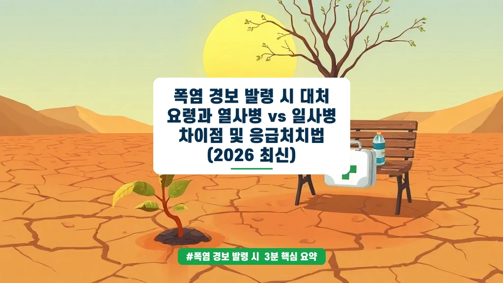 폭염 경보, 열사병 vs 일사병 차이와 응급처치 총정리