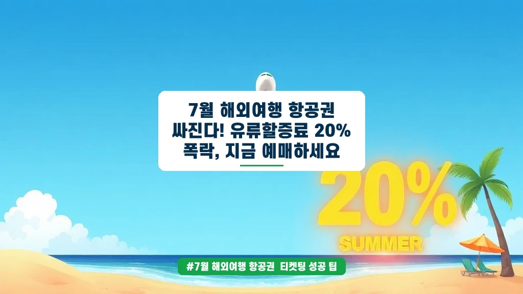 7월 해외여행 항공권 진짜 싸졌다! 유류할증료 폭락 시점