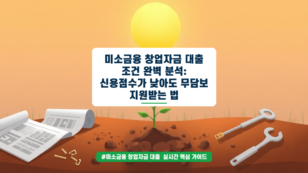 신용점수 낮아도 괜찮아요! 미소금융 창업자금 대출 조건 완벽 가이드